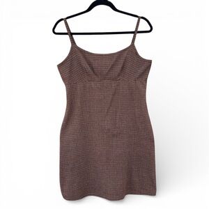 Vintage Brown Plaid Tank Mini Dress